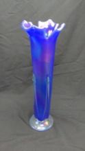 Beautiful Iridescent Blue Art Glass Vase