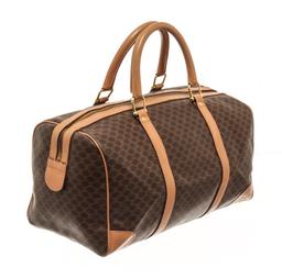 Celine Brown Macadam Canvas Boston Bag