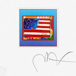 Flag with Heart on Blue by Peter Max