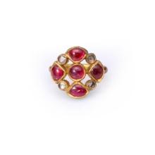 Antique Indian High Carat Gold Ruby & Diamond Ring