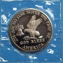Gold Bless America .999 Silver One Troy Oz Bullion Coin Tri State Mint