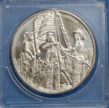 September 11, 2001 Land of the Free Fire Fighters One Troy Oz .999 Fine Silver Bullion Coin