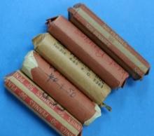 5 ROLLS OF WHEAT PENNIES - 250 PENNIES TOTAL