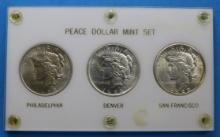 1923 Silver Peace Dollar Mint Set - Philadelphia, Denver, San Francisco
