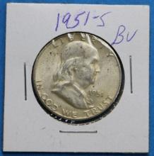 1951-S Franklin Half Dollar Silver Coin