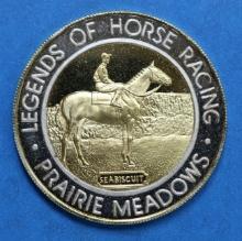 Prairie Meadows Casino 999 Fine Silver Collector's Series Coin Horse Racing Seabiscuit