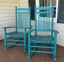 Pair of Wooden Painted Porch Rockers