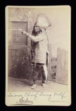 CABINET CARD "SIOUX CHIEF LONG WOLF" WITH COLT SAA