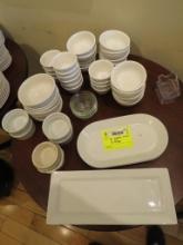Asst. White Porcelain Souffle Dishes, Bowls, and Platters