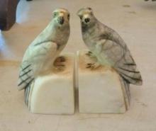 Carved Stone Birds of Prey Book Ends