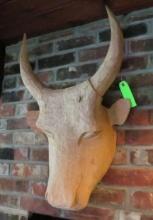 Hand Carved Wood Bulls Head