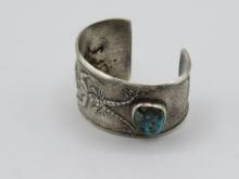 Preston Monongye Sterling Silver & Turquoise Bracelet