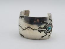 Manuel Hoyungowa Sterling Silver and Turquoise Cabochon Bracelet