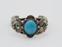 Morris Robinson Sterling Silver and Turquoise Cabochon Bracelet