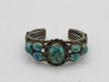 Perry Shorty Sterling Silver and Turquoise Cabochon Bracelet