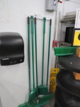 BROOMS WITH RACK - ONE LOT