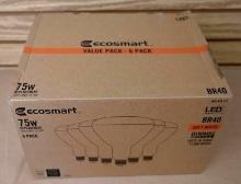 Six Eco smart 75 watt BR40 LED Dimmable Light Bulbs