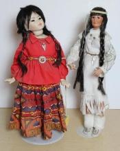 Pair of Artist-Made Porcelain Dolls with Stands