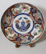 Excellent Antique Hand-Painted Imari-Style Large Plate