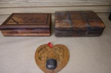 Two Carved Wood Boxes