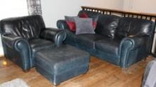 Natuzzi Leather Sofa, Chair, and Ottoman Set