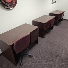 (3) office desks with chairs