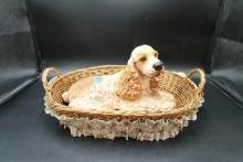 Resin Dog in Basket