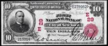 1902 $10 First National Bank of New York, NY CH# 29 National Currency Note Red Seal