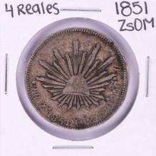1851 ZsOM Mexico 4 Reales Silver Coin