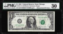 1981 $1 Federal Reserve Note Mismatched Serial Number Error Fr.1911-G PMG Very Fine 30