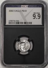 2002 $10 Platinum American Eagle Coin NGCX Mint State 9.9