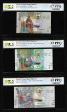Lot of 2014 Kuwait 1/4, 1/2 & 1 Dinar Notes PCGS Superb Gem Uncirculated 67PPQ
