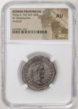Roman Provicinial 247-249 AD Philip II Bi Tetradrachm Ancient Coin NGC AU