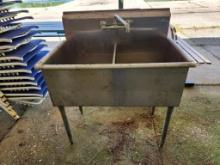 Stainless Steel Double Compartment Commercial Kitchen Sink with Faucet (located off-site, please