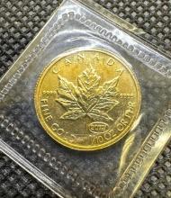 1/10 Oz 9999 Fine Gold Canada Maple Leaf Bullion Coin