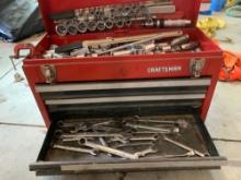 craftsman toolbox with multiple sockets quarter drive 3/8, drive ratchet extensions and open end