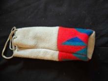 Native-made "Chief" buckskin and wool drawstring bag