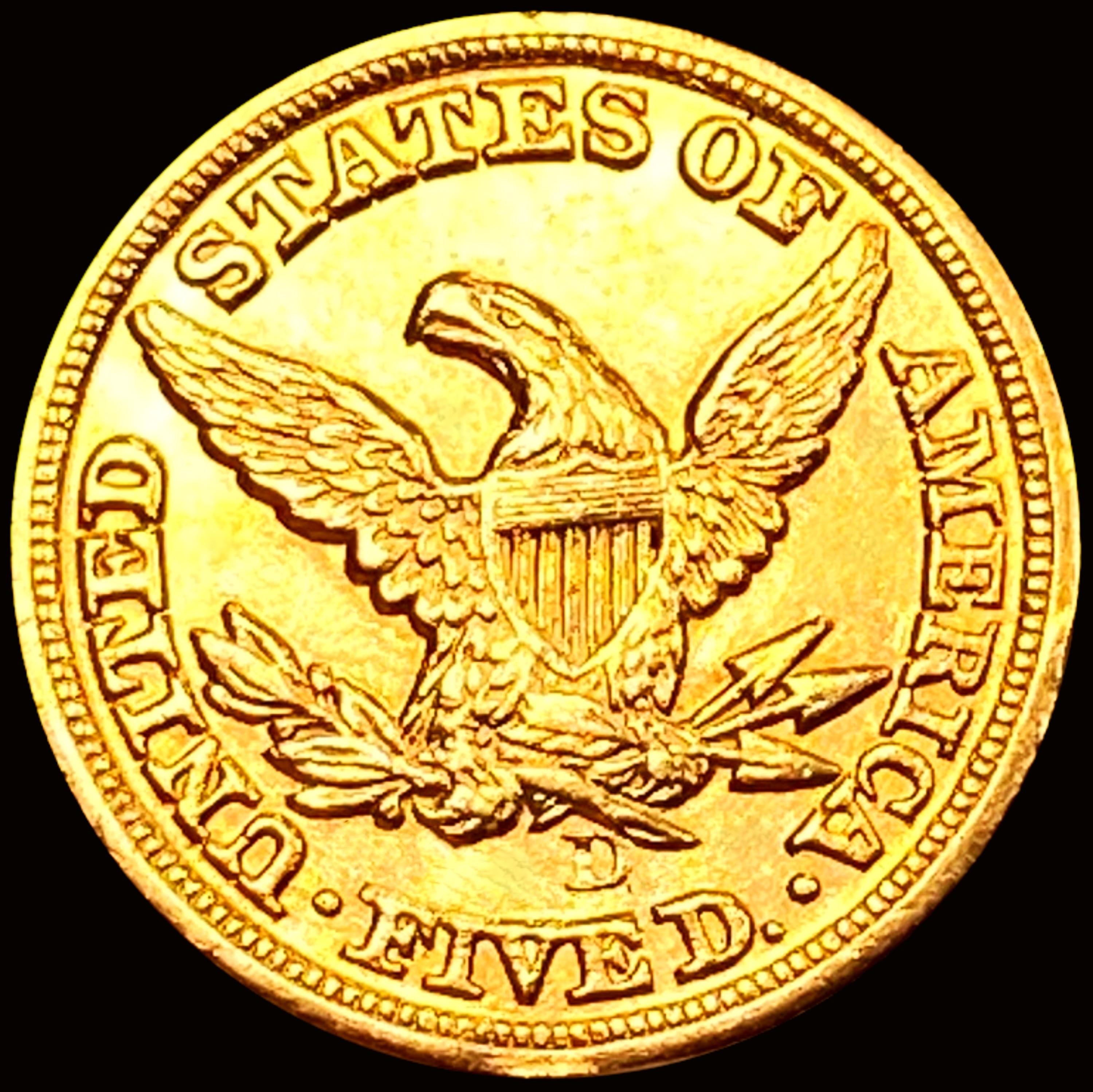 1849-D $5 Gold Half Eagle UNCIRCULATED +