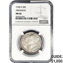 1938-D Arkansas Half Dollar NGC MS66