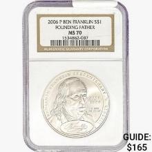 2006-P Ben Franklin Silver Dollar NGC MS70