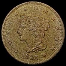 1843 Braided Hair Large Cent LIGHTLY CIRCULATED