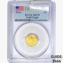 2014 $5 1/10oz. Gold Eagle PCGS MS70