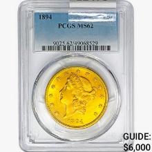 1894 $20 Gold Double Eagle PCGS MS62