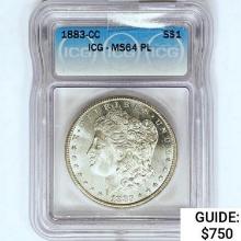 1883-CC Morgan Silver Dollar ICG MS64 PL