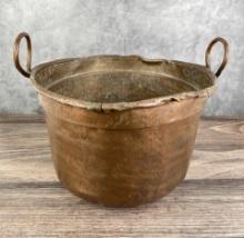 Antique Hand Hammered Copper Cauldron