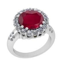 4.30 Ctw VS/SI1 Ruby And Diamond 14K White Gold Engagement Halo Ring