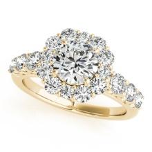 Certified 1.40 Ctw SI2/I1 Diamond 14K Yellow Gold Vintage Style Wedding Halo Ring