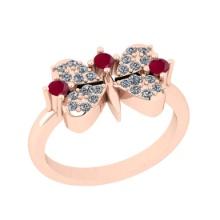 0.40 Ctw SI2/I1 Ruby And Diamond 14K Rose Gold Ring