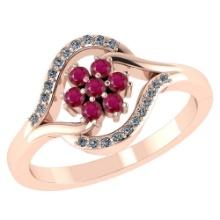 Certified 1.40 CTW Genuine Ruby And Diamond 14K Rose Gold Ring
