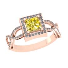 1.23 Ctw Gia certified Natural Fancy Yellow And White Diamond 14K Rose Gold Wedding Ring